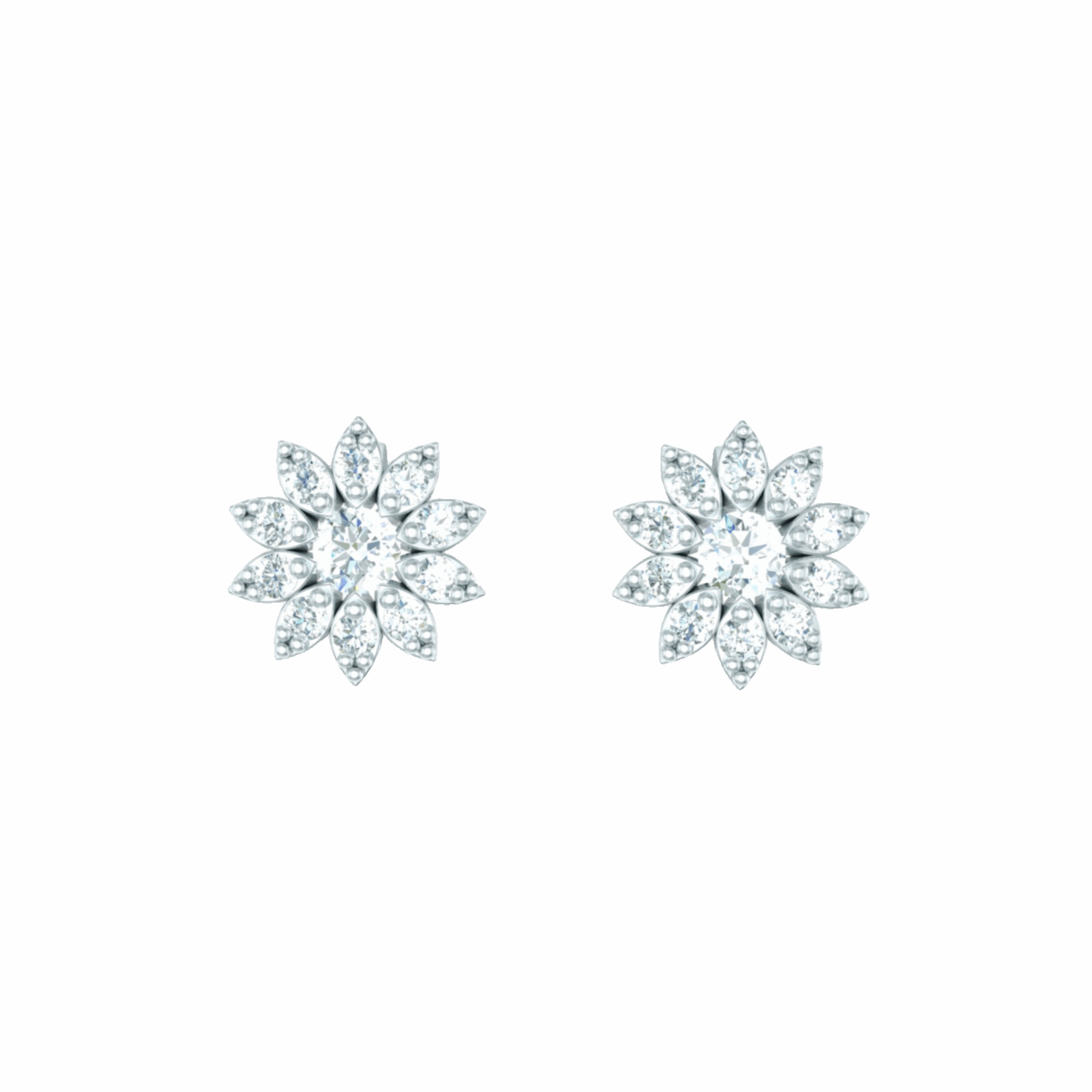 Náušnice Daisy - bílé zlato, diamanty