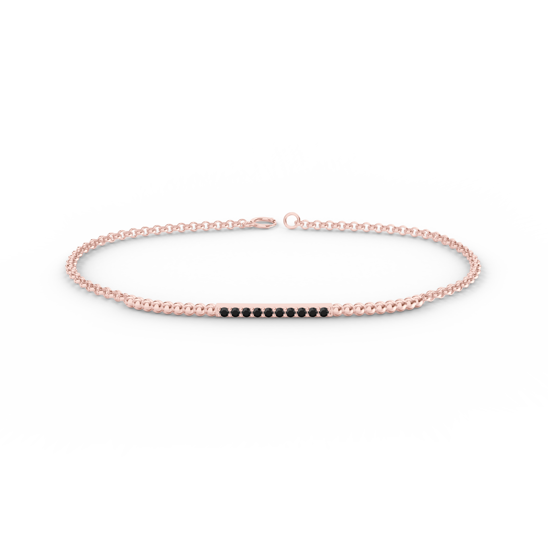 Náramek Ray - růžové zlato, černý diamant