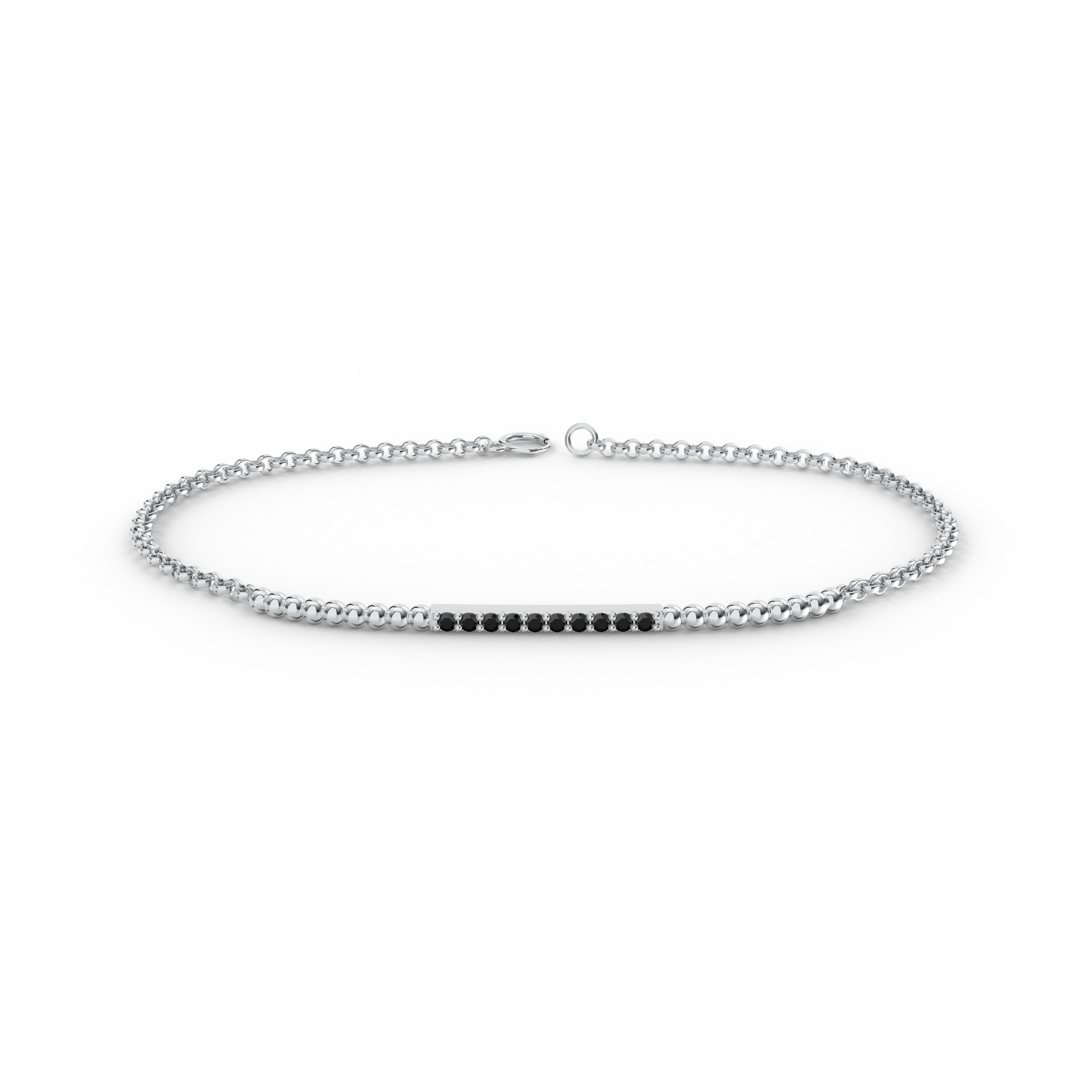 Náramek Ray - bílé zlato, černý diamant