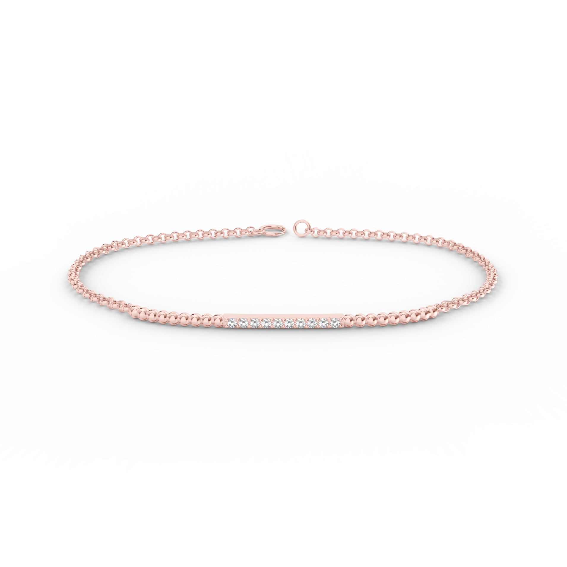 Náramek Ray - růžové zlato, bílý diamant