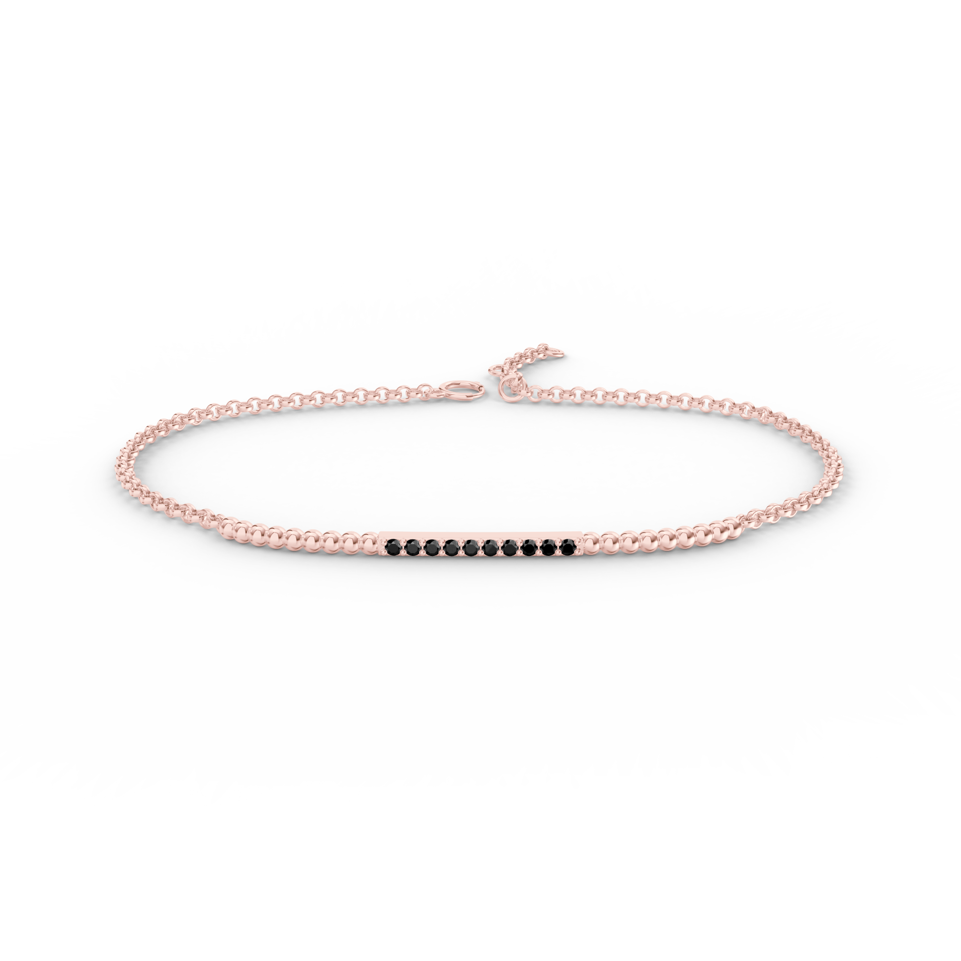 Náramek Ray - růžové zlato, černý diamant