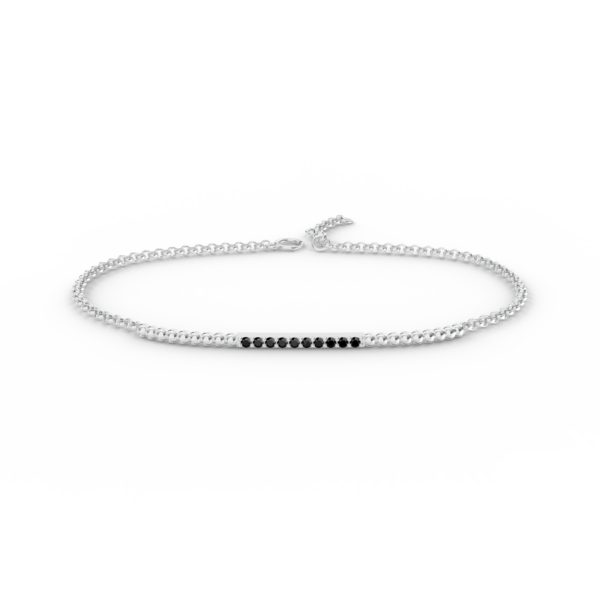 Náramek Ray - bílé zlato, černý diamant