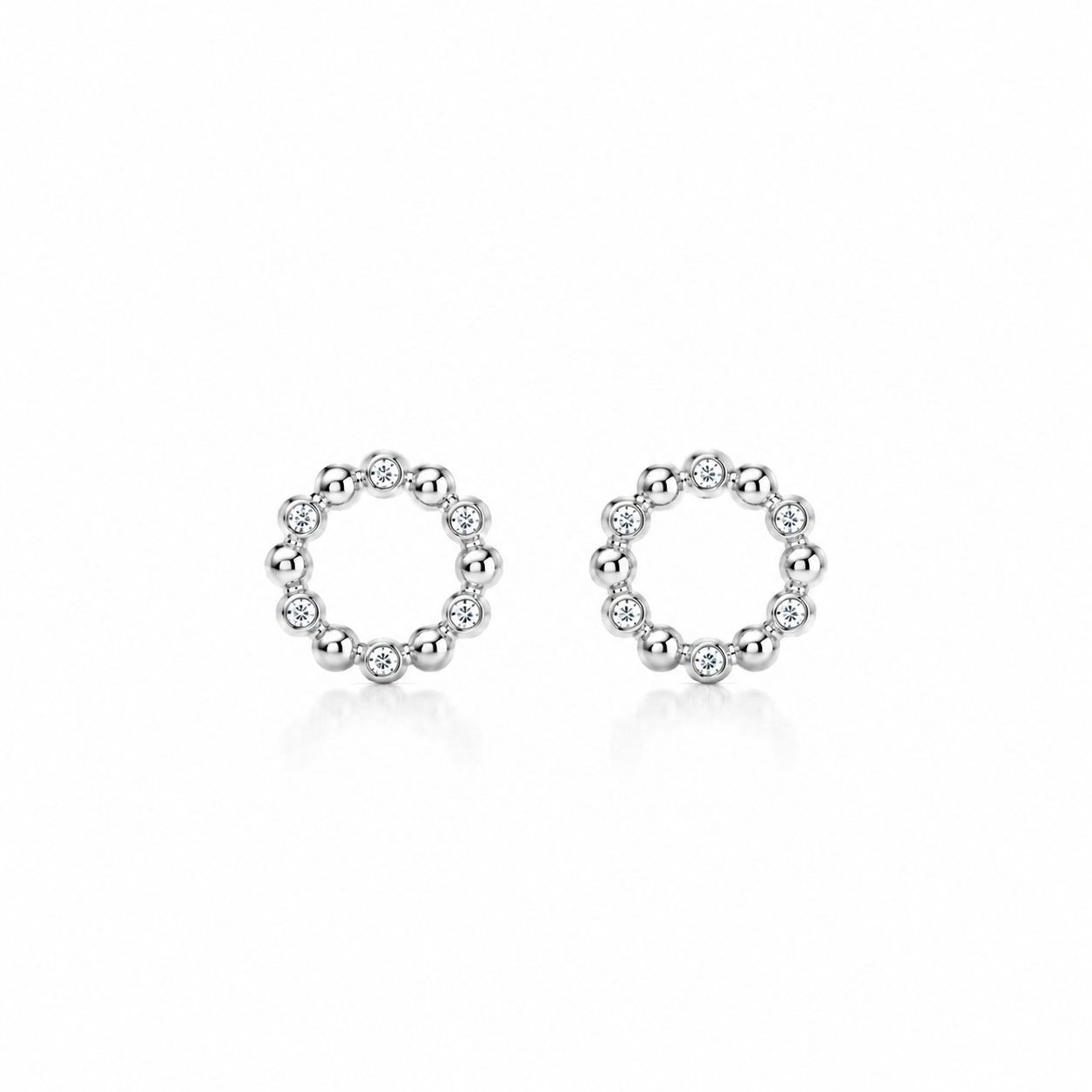 Náušnice Circle B - bílé zlato, bílý diamant
