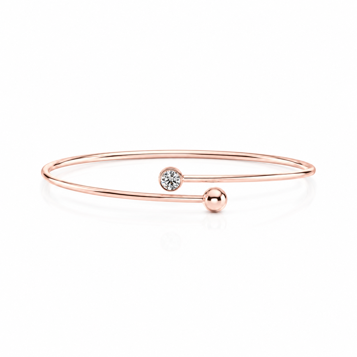 Náramek Minimalist - růžové zlato, bílý diamant