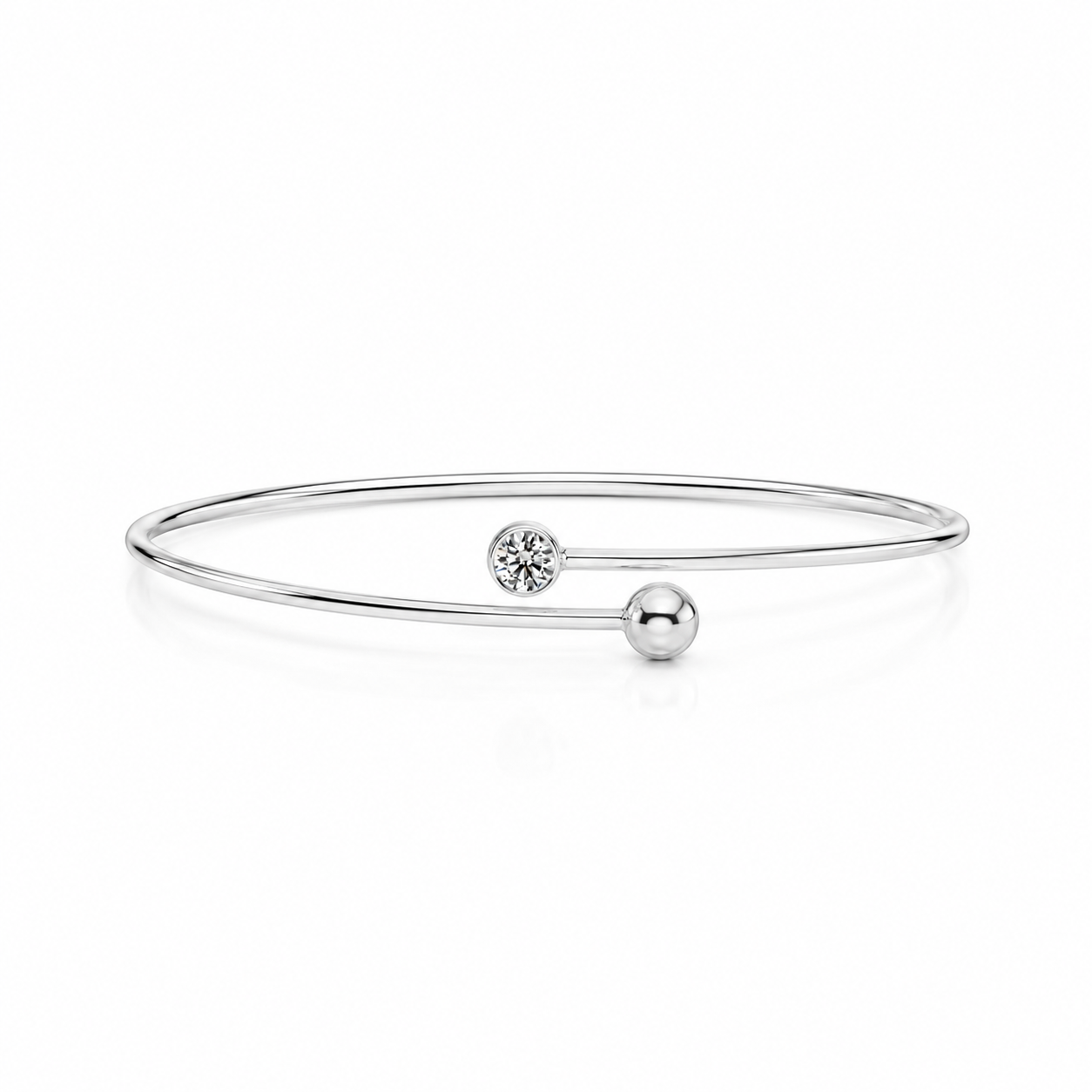 Náramek Minimalist - bílé zlato, bílý diamant