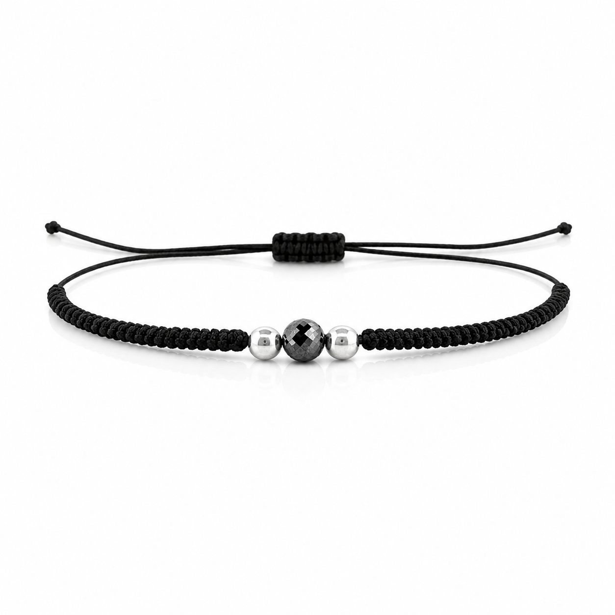 Shamballa s černým diamantem - bílé zlato