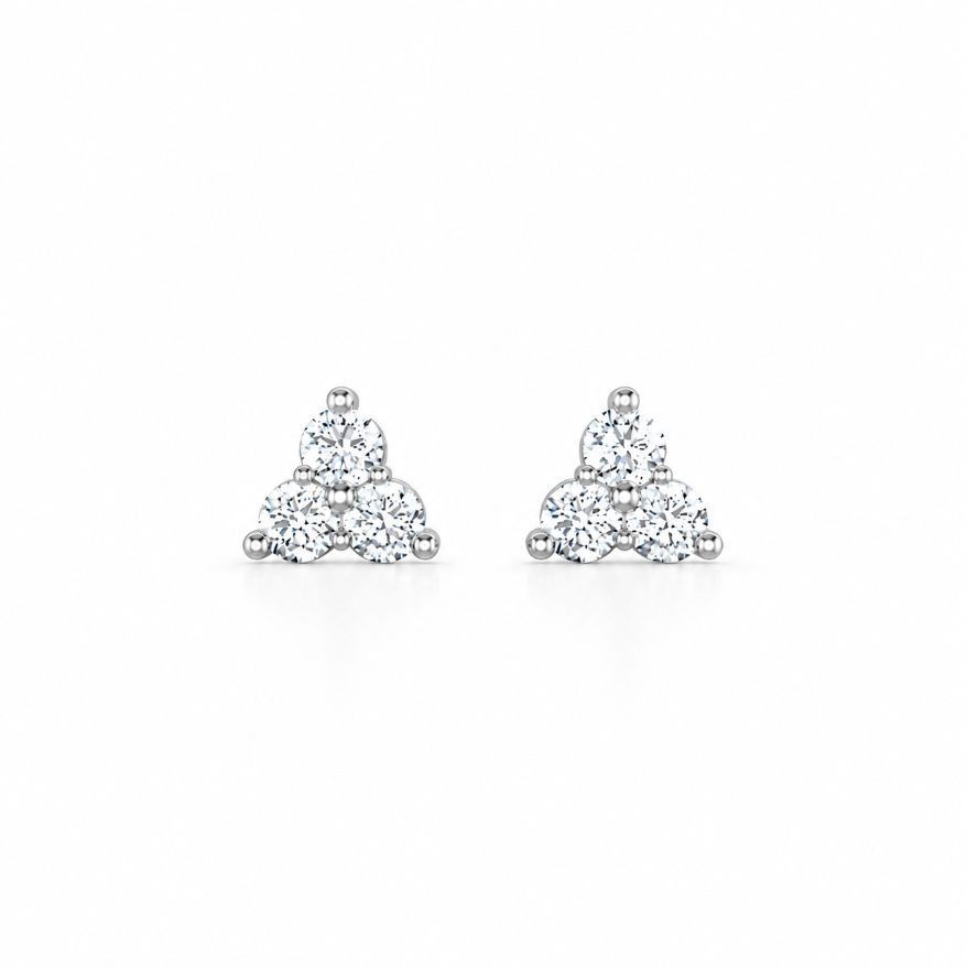Náušnice Tria - bílé zlato, diamant