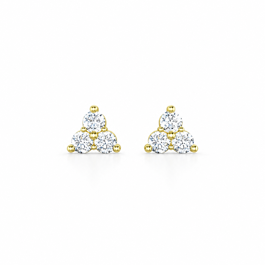 Náušnice Tria - žluté zlato, diamant