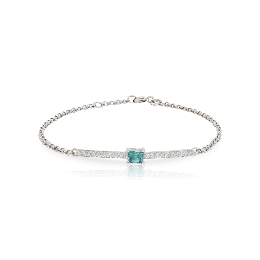 Náramek z bílého zlata s modrým diamantem