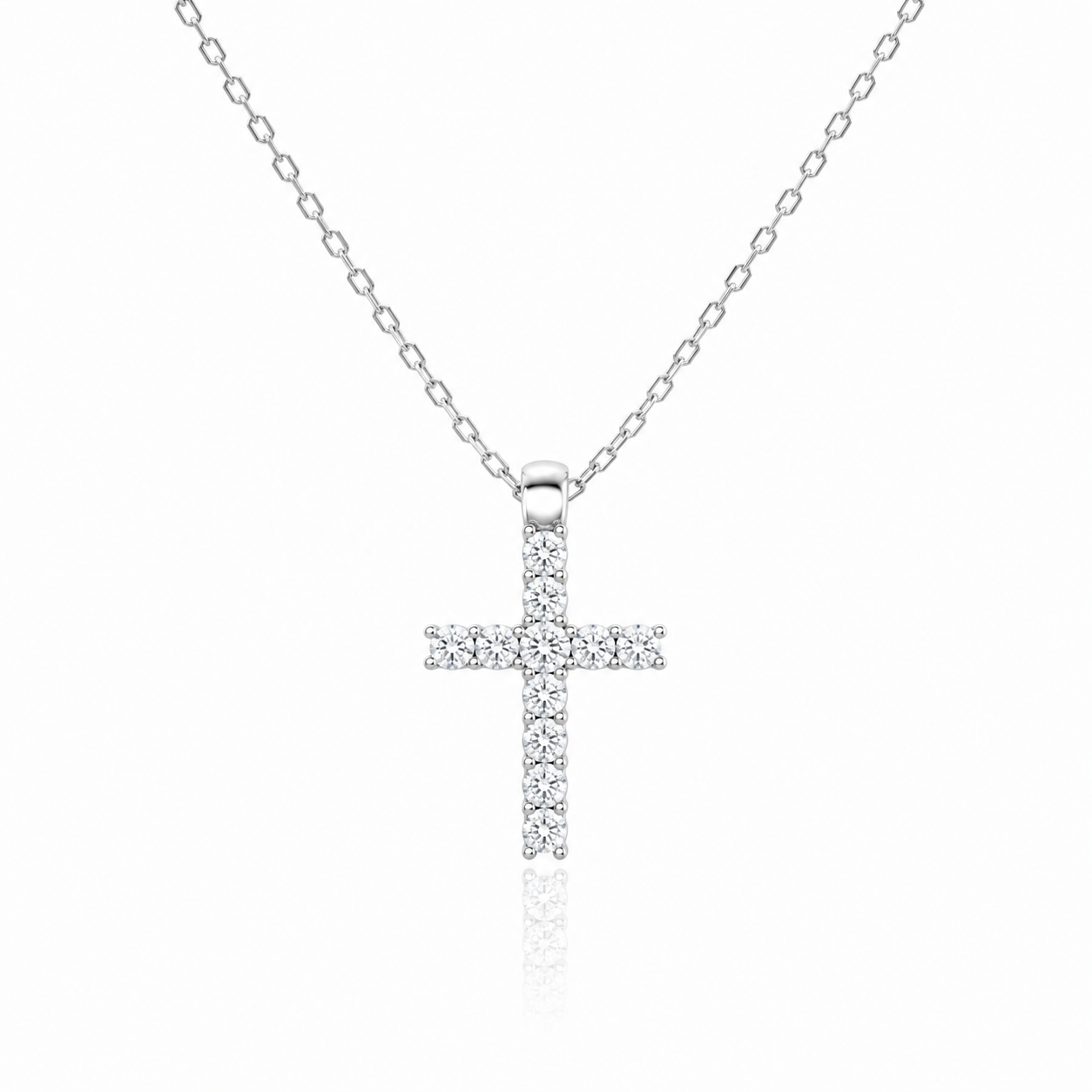 Přívěsek Crosslet Elegant - bílé zlato, diamanty
