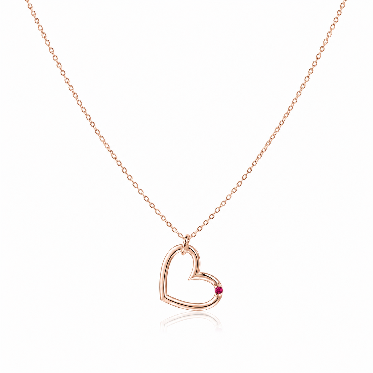 Přívěsek Heart Molly – růžové zlato, rubín