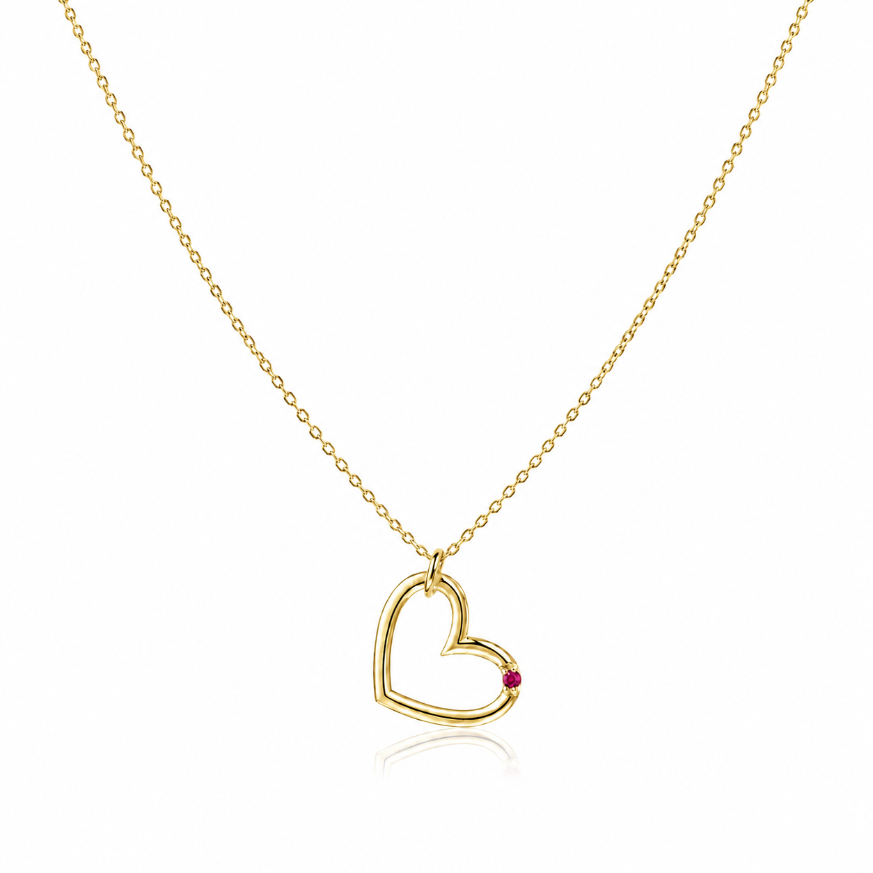 Přívěsek Heart Molly – žluté zlato, rubín