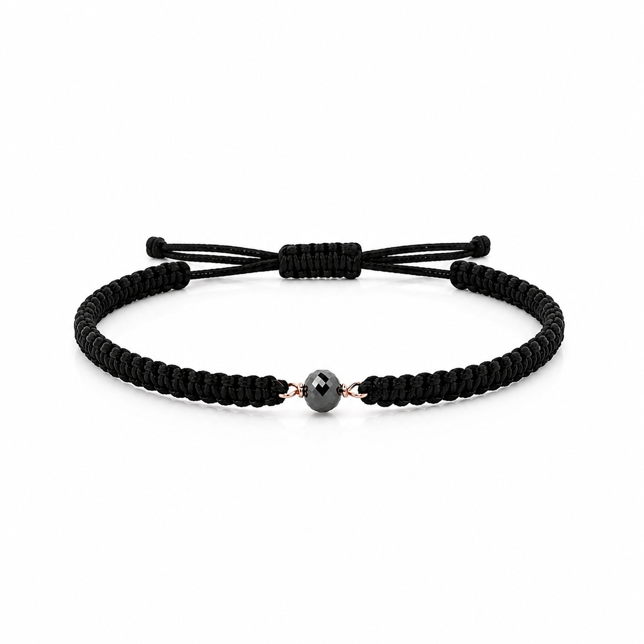 Shamballa s černým diamantem - růžové zlato
