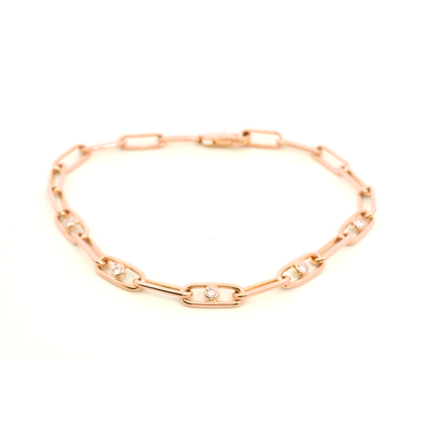 Náramek Chain - růžové zlato, diamanty