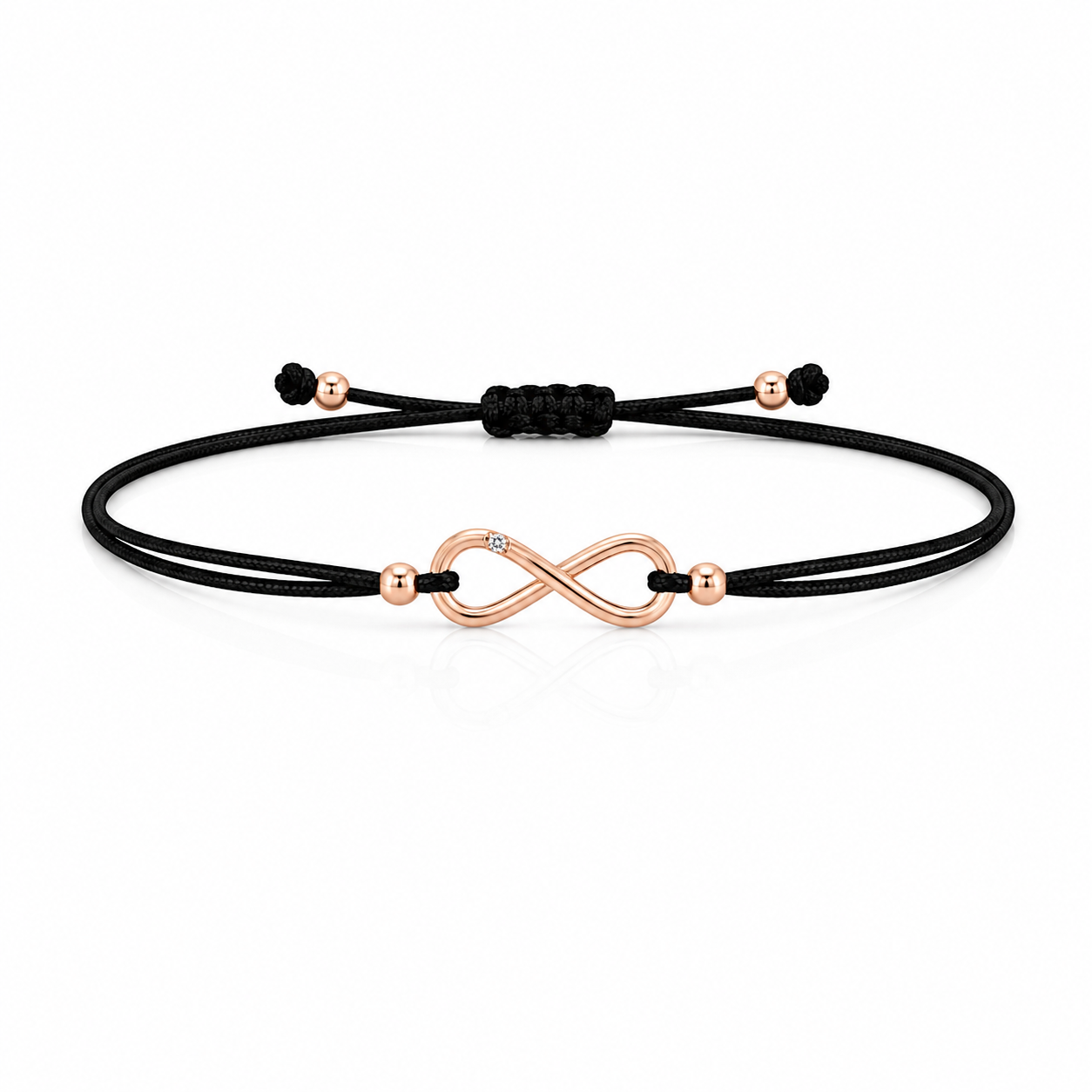 Náramek Infinity, růžové zlato, diamant