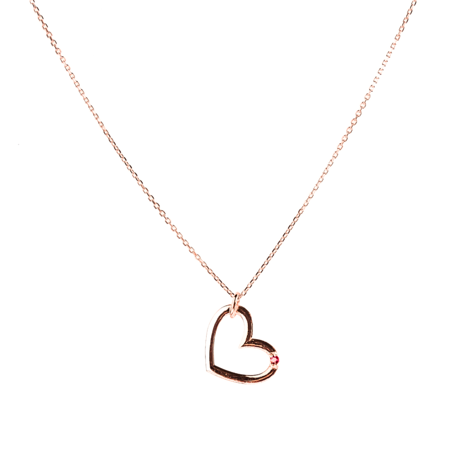 Přívěsek Heart Molly – růžové zlato, rubín