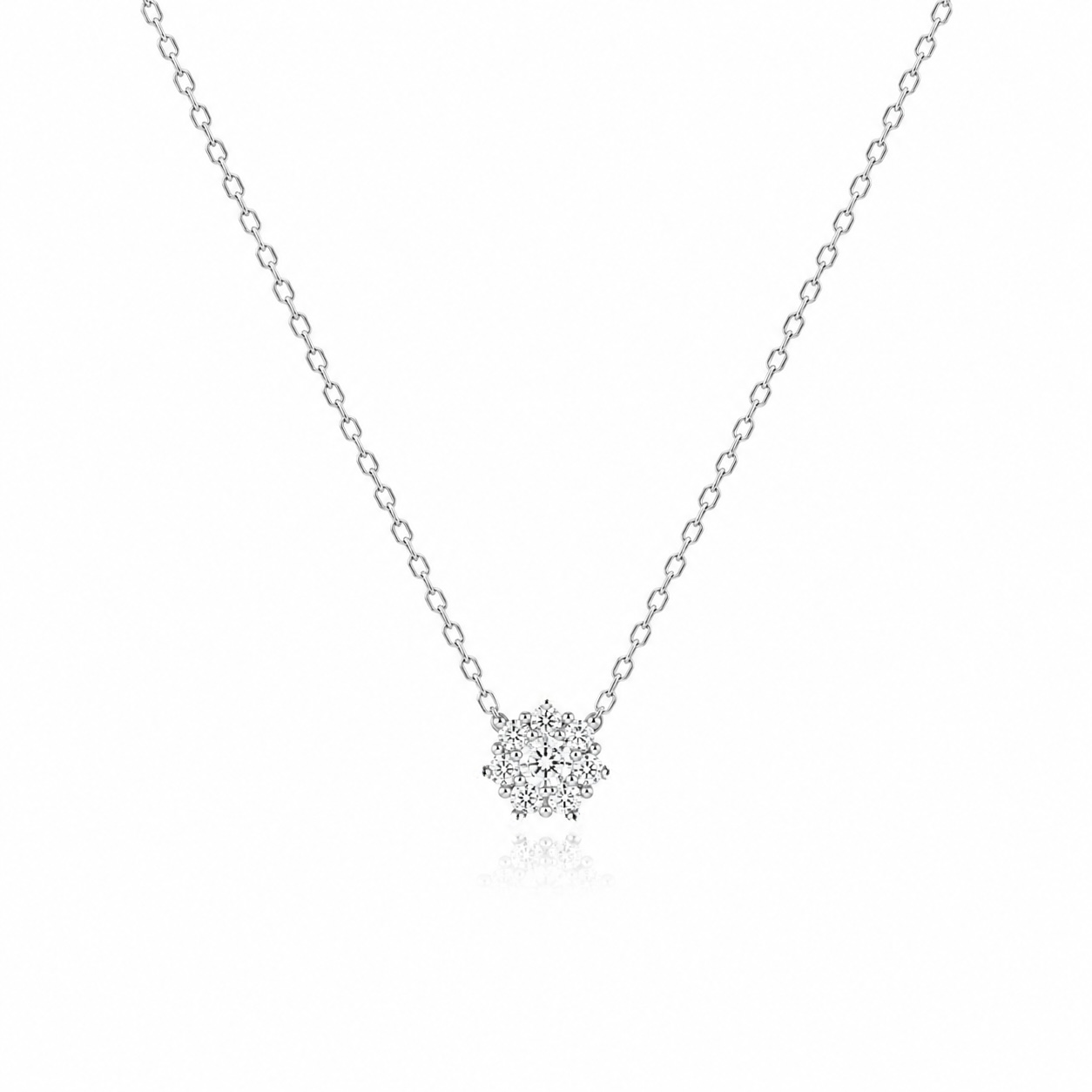 Náhrdelník Fleur - bílé zlato, diamanty