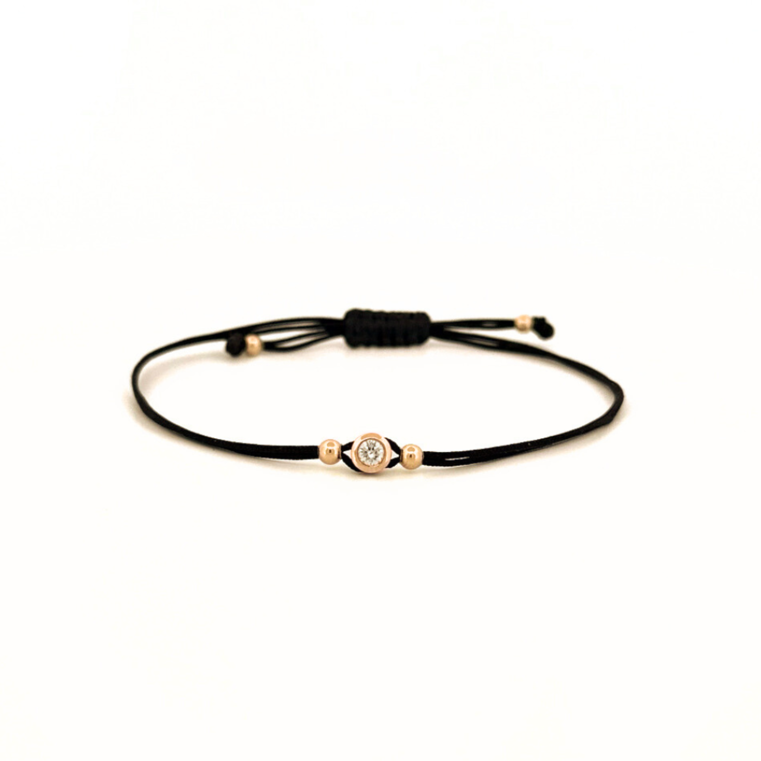 Náramek F Button, růžové zlato, diamant