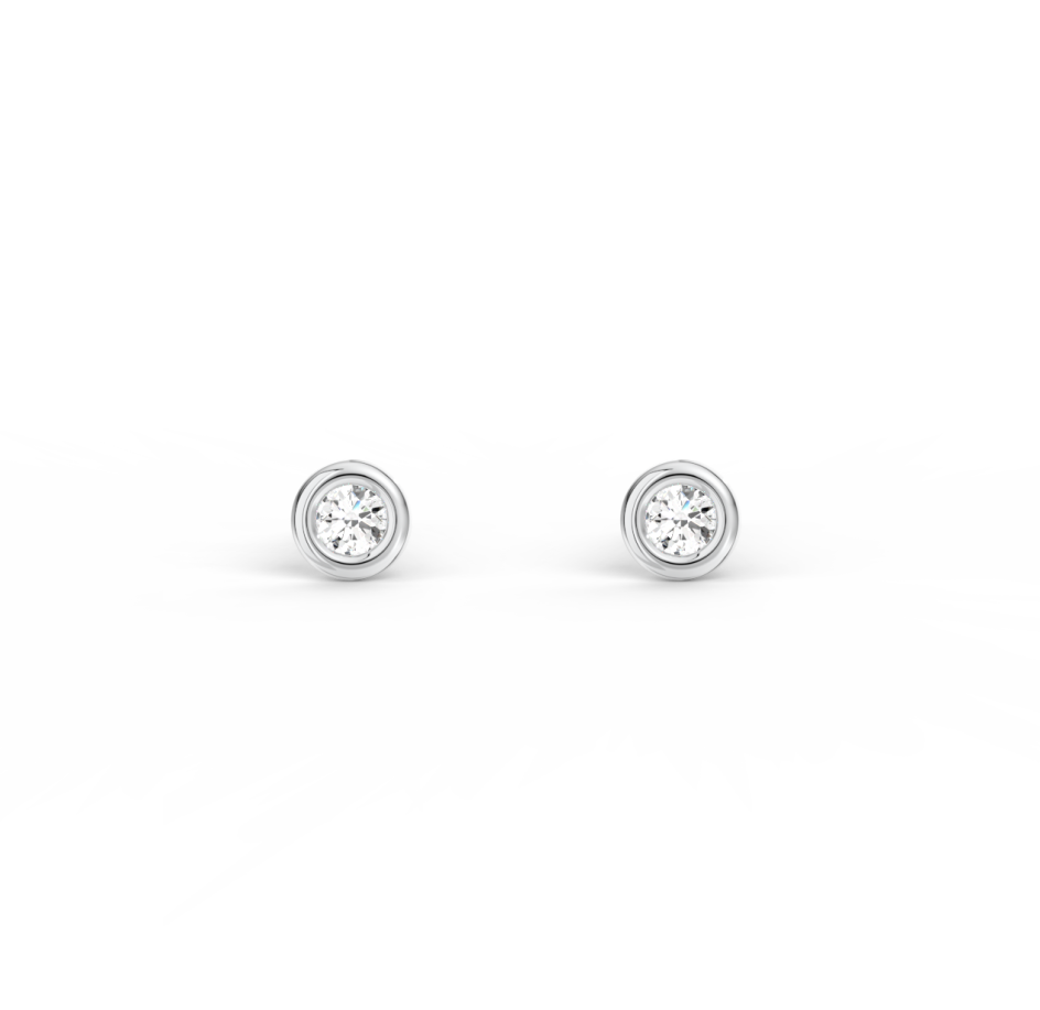 Náušnice Button - bílé zlato, diamanty