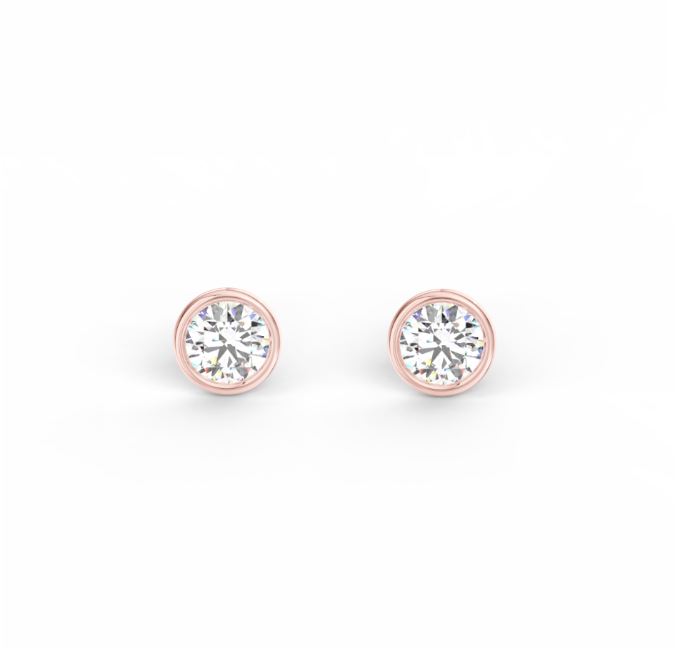 Náušnice Button - růžové zlato, diamanty