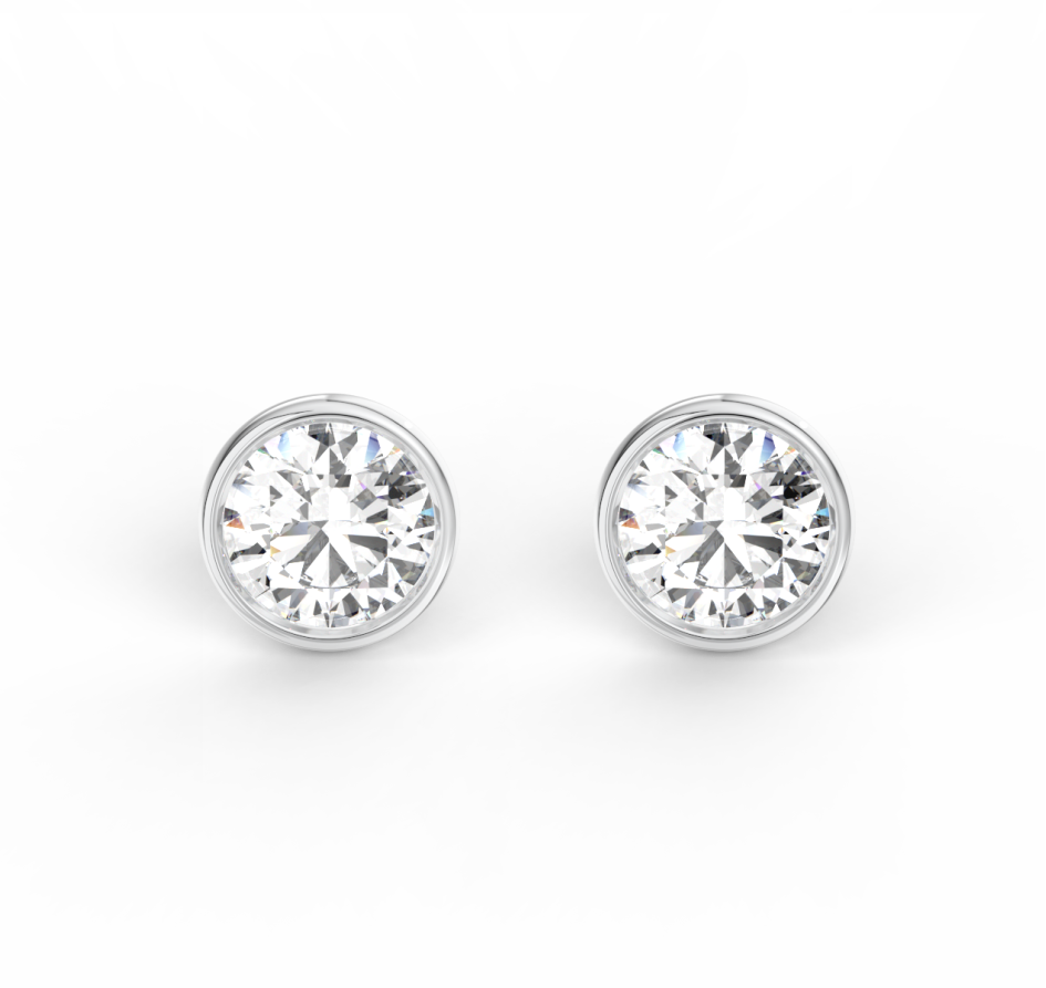 Náušnice Button - bílé zlato, diamanty