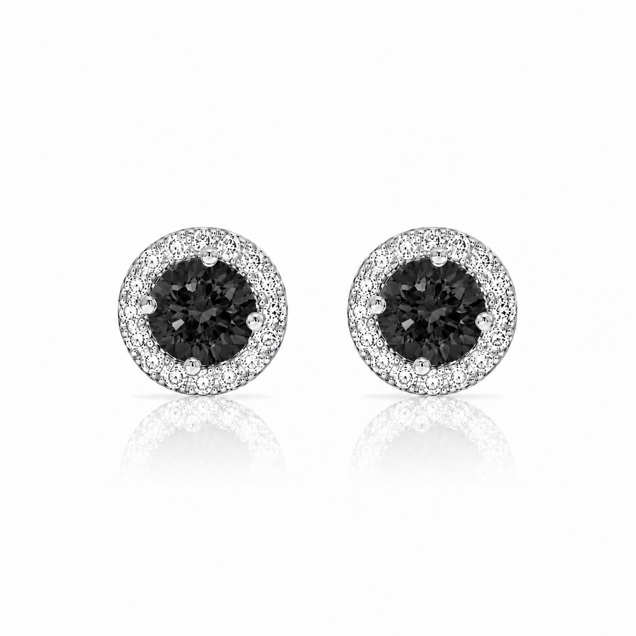 Náušnice Charlotte II - bílé zlato, černý diamant