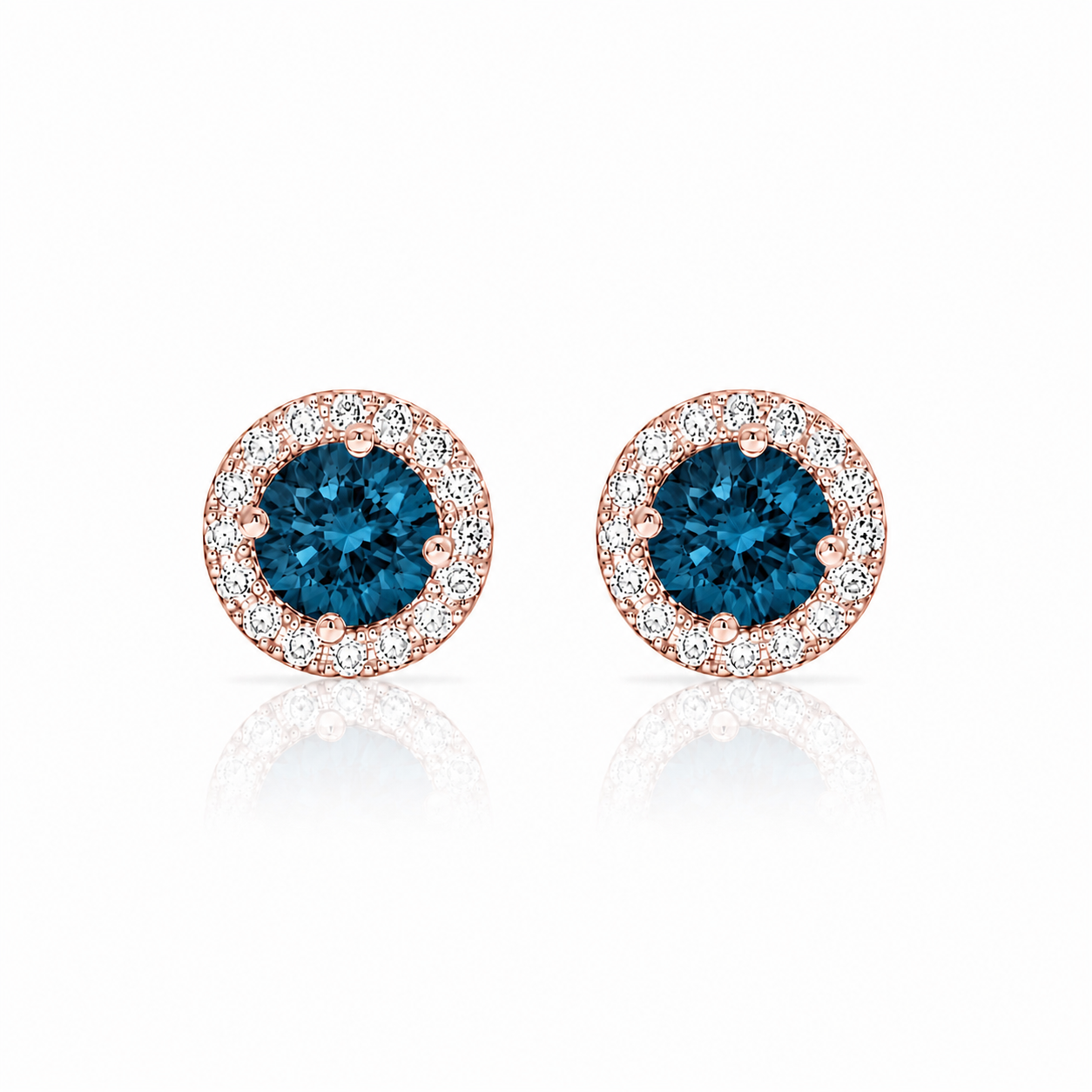 Náušnice Charlotte II - růžové zlato, london topaz