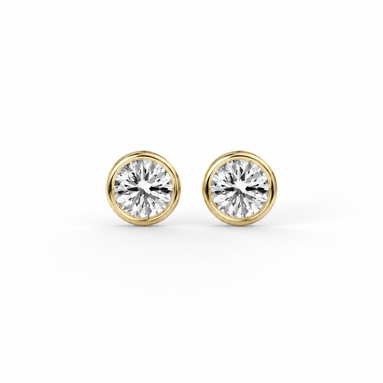Náušnice Button - žluté zlato, diamanty