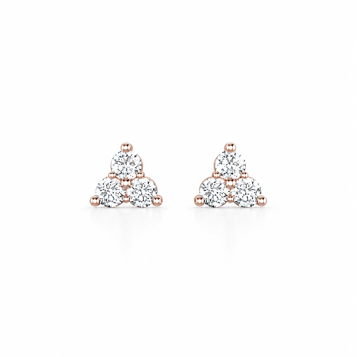 Náušnice Tria - růžové zlato, diamant
