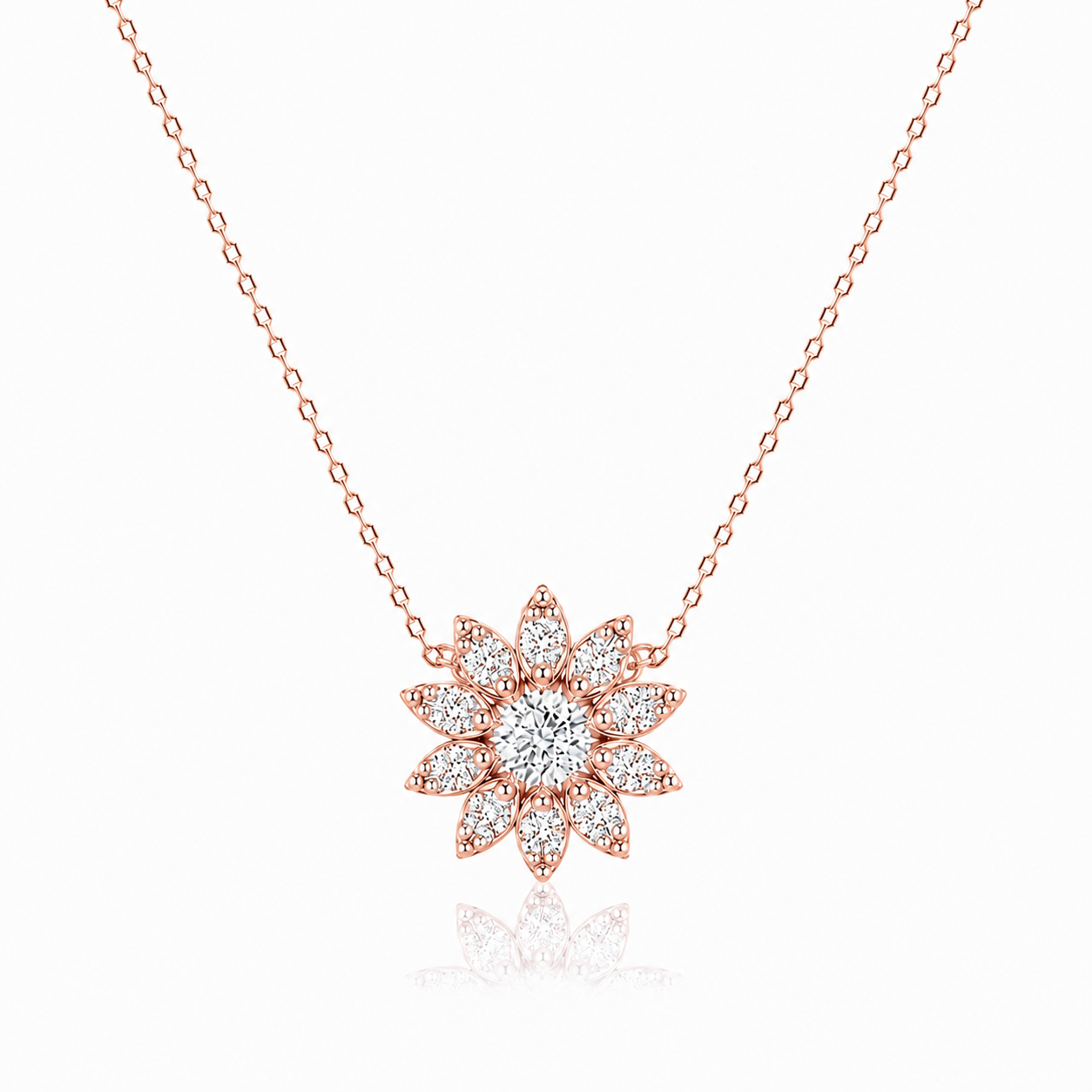 Náhrdelník Daisy - růžové zlato, diamanty
