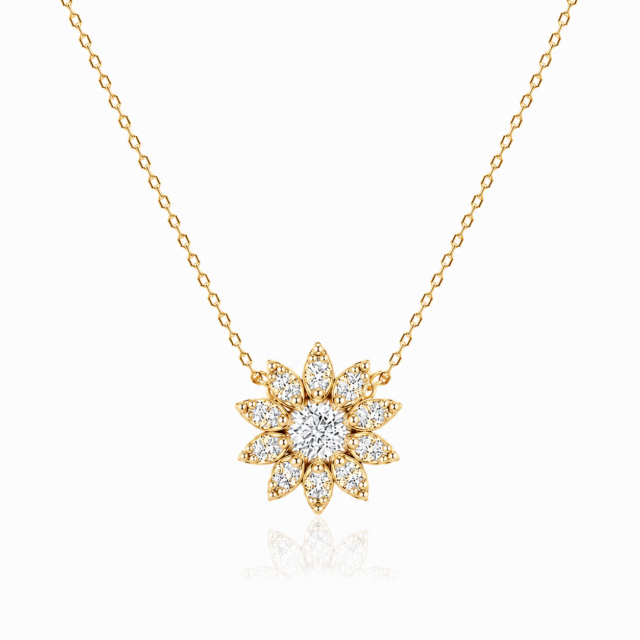 Náhrdelník Daisy - žluté zlato, diamanty