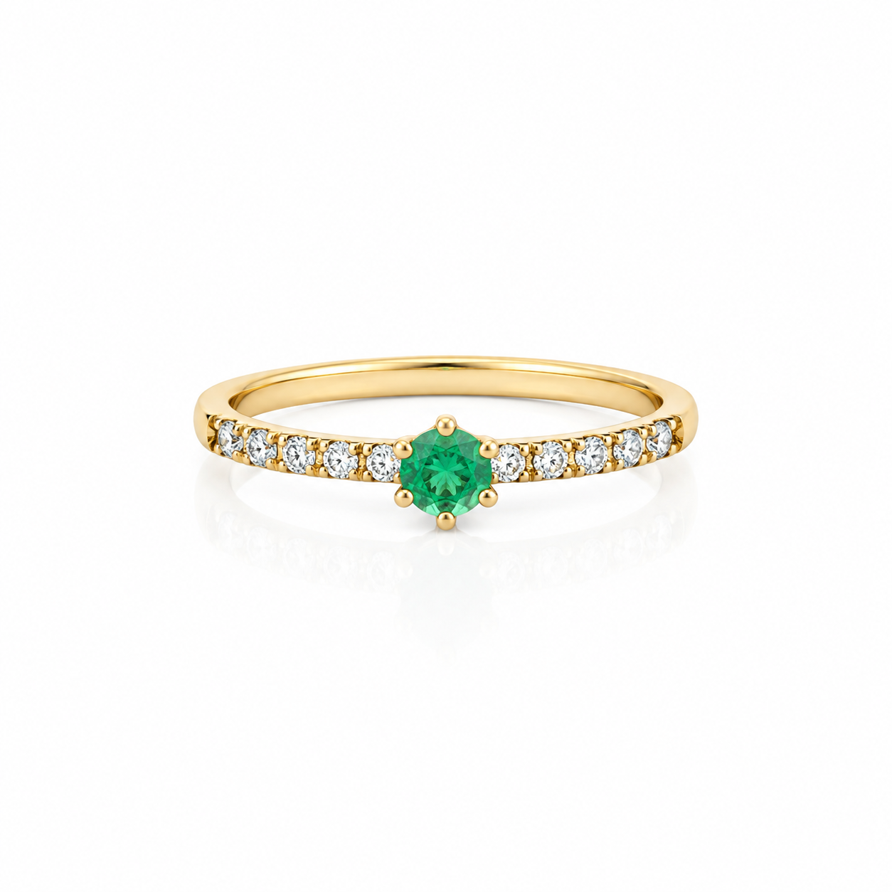 Prsten Emerald – žluté zlato, smaragd, bílé diamanty