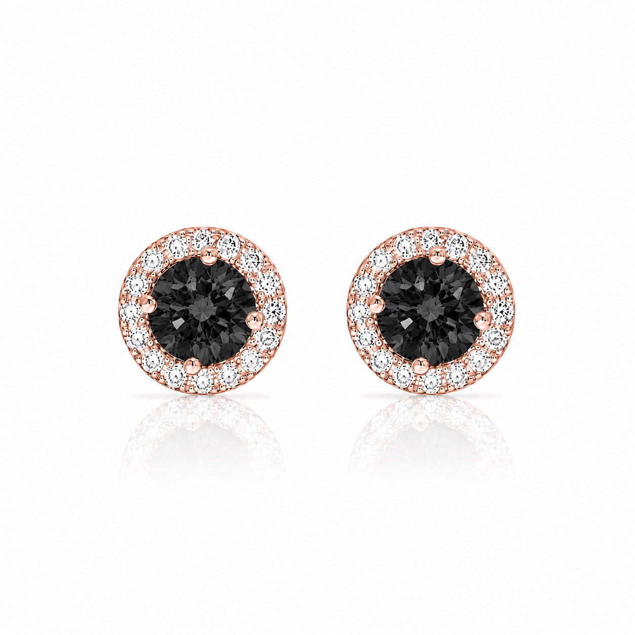 Náušnice Charlotte II - růžové zlato, černý diamant