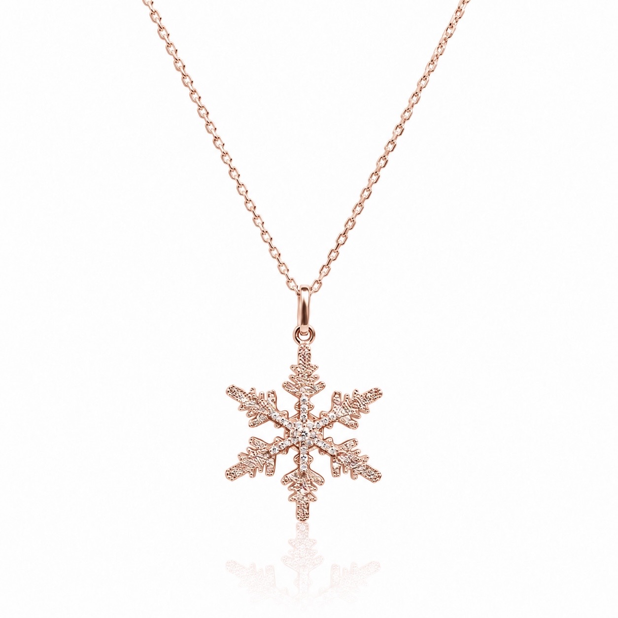 Přívěsek Snowflake I - růžové zlato, diamanty