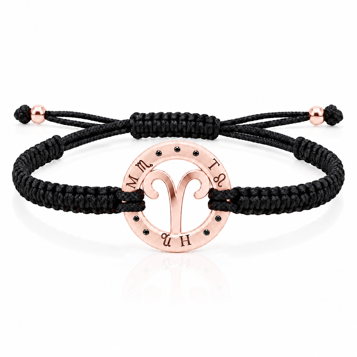 Náramek Zodiak Beran - růžové zlato, černý diamant