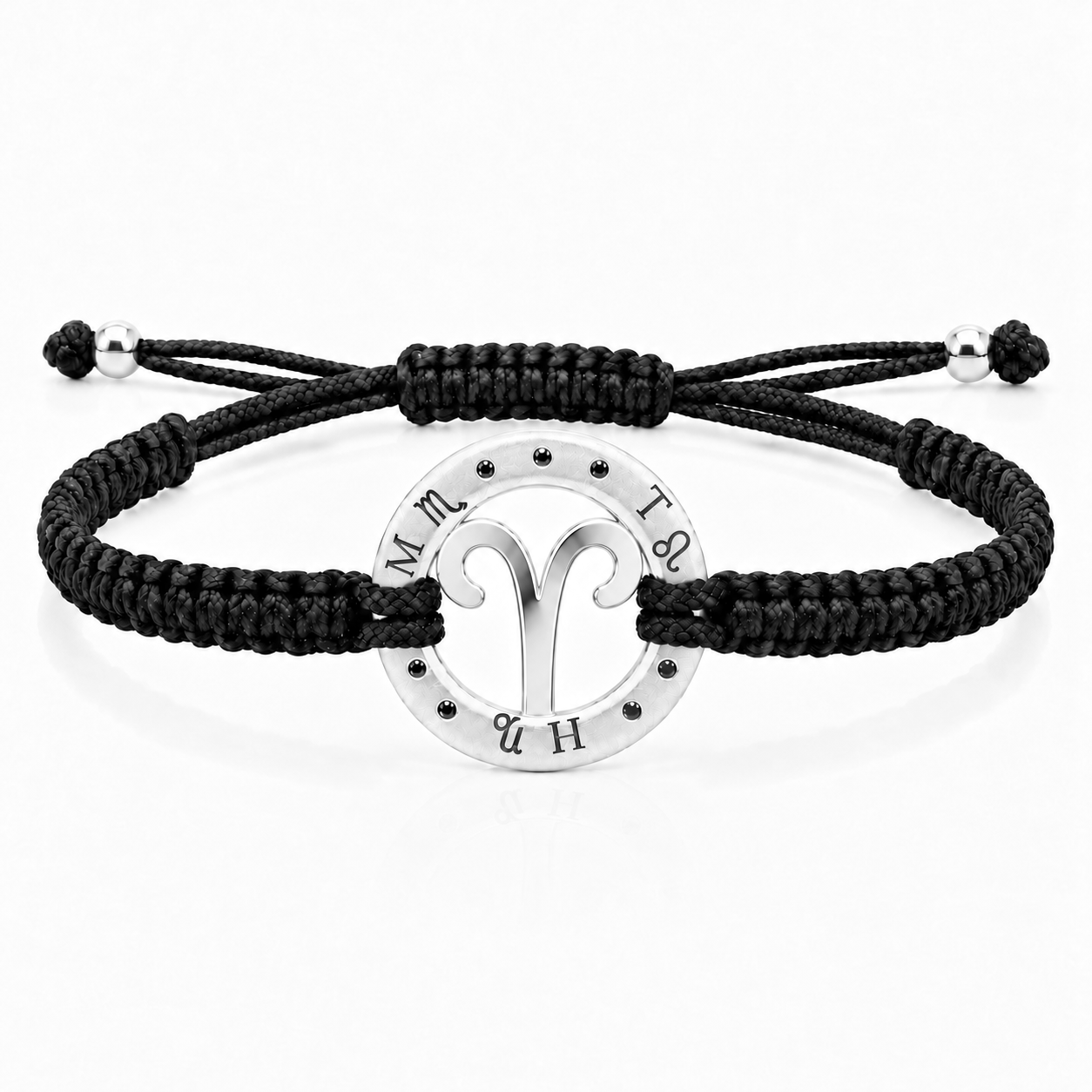 Náramek Zodiak Beran - bílé zlato, černý diamant