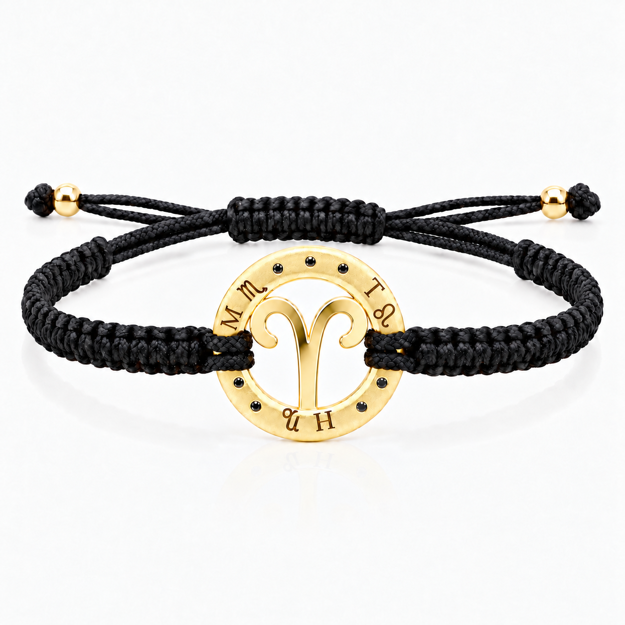 Náramek Zodiak Beran - žluté zlato, černý diamant