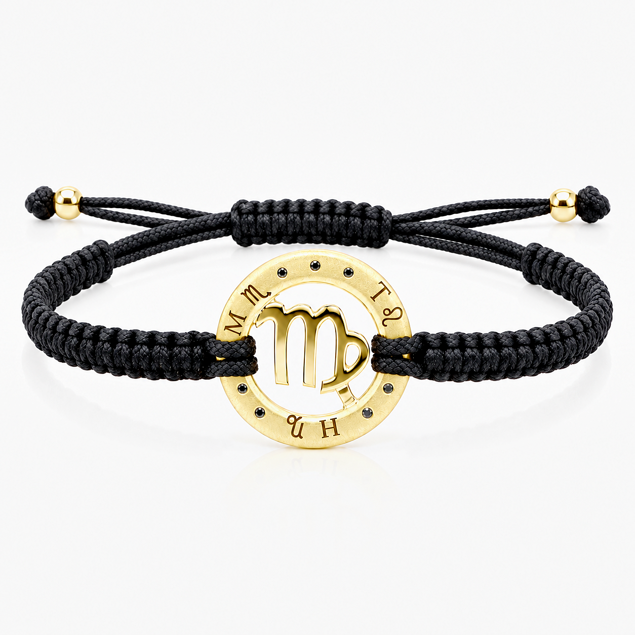 Náramek Zodiak Panna - žluté zlato, černý diamant