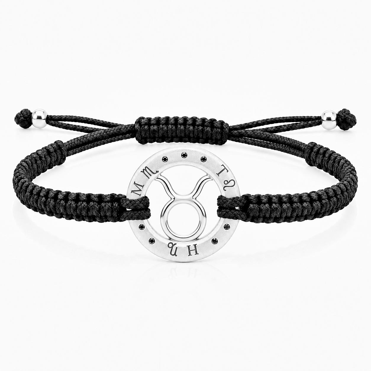 Náramek Zodiak Býk - bílé zlato, černý diamant