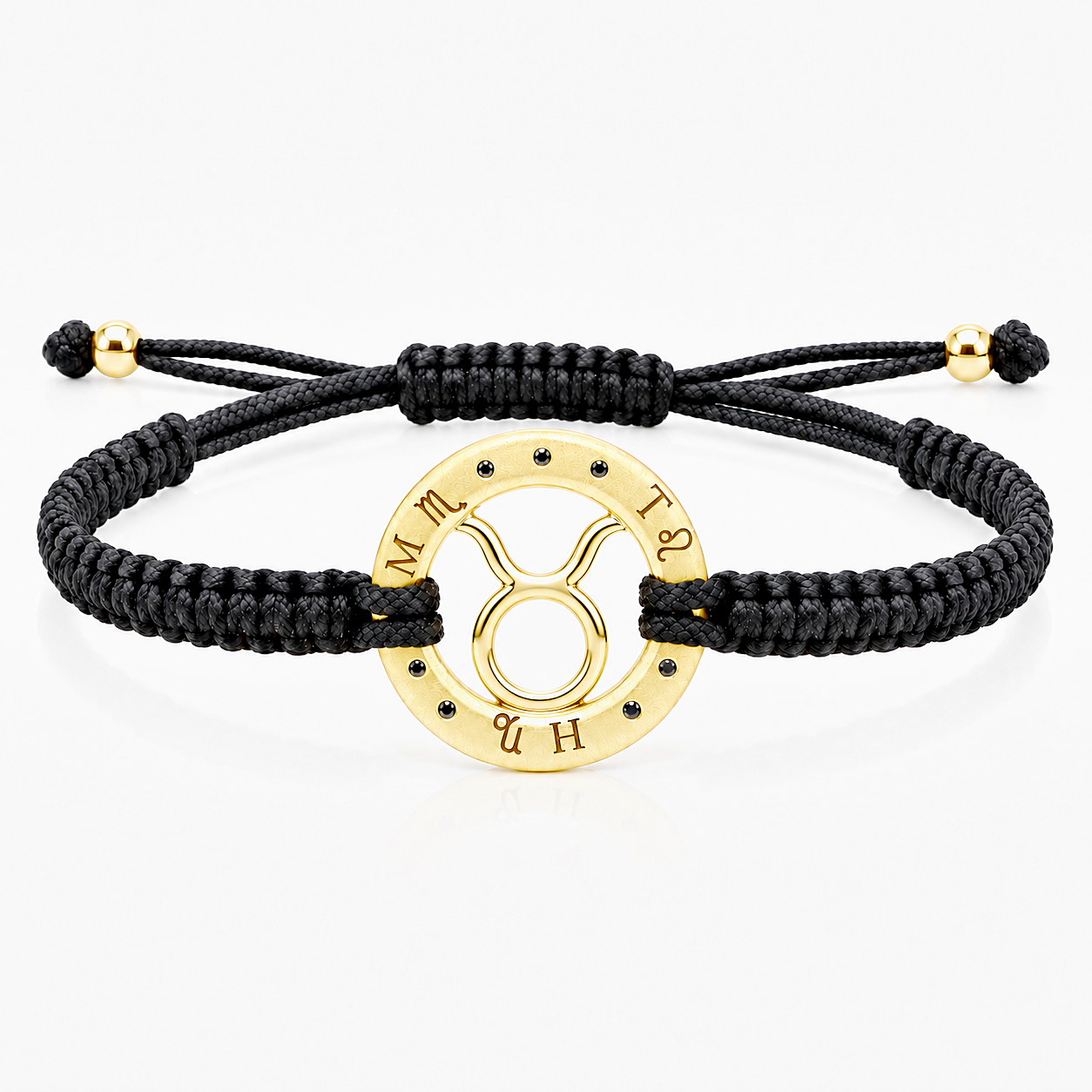 Náramek Zodiak Býk - žluté zlato, černý diamant