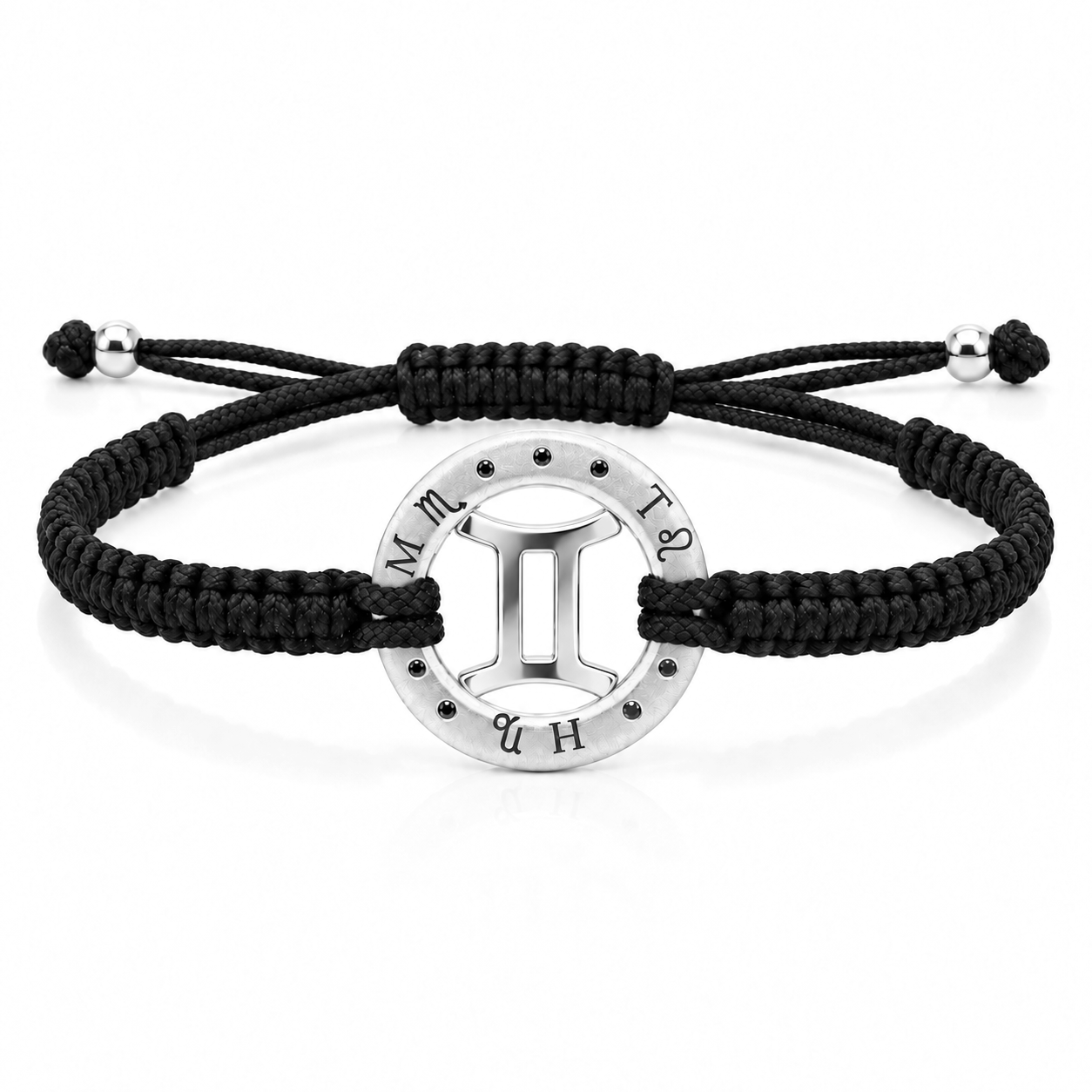 Náramek Zodiak Blíženci - bílé zlato, černý diamant