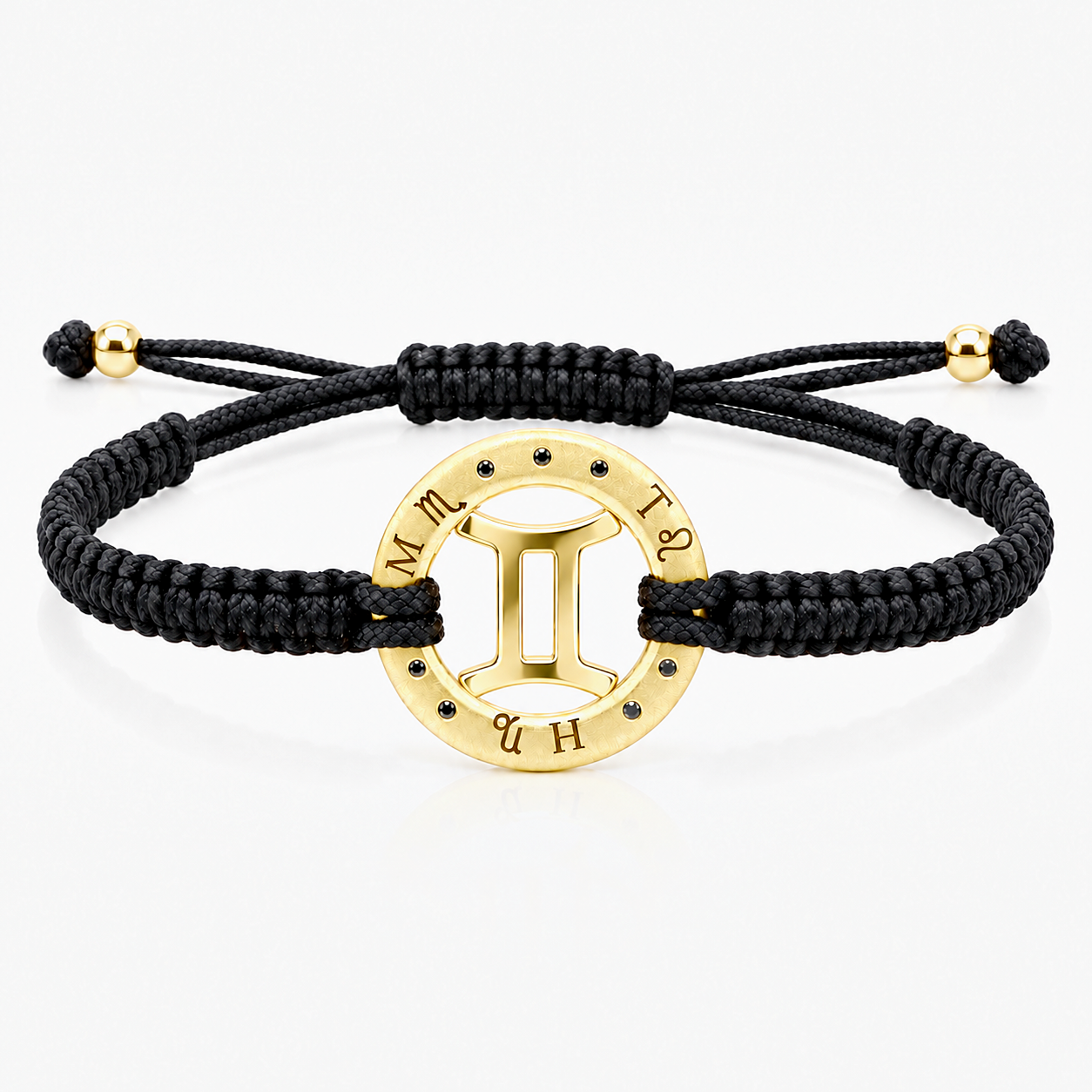 Náramek Zodiak Blíženci - žluté zlato, černý diamant