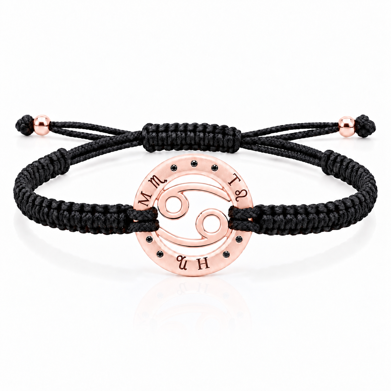 Náramek Zodiak Rak - růžové zlato, černý diamant