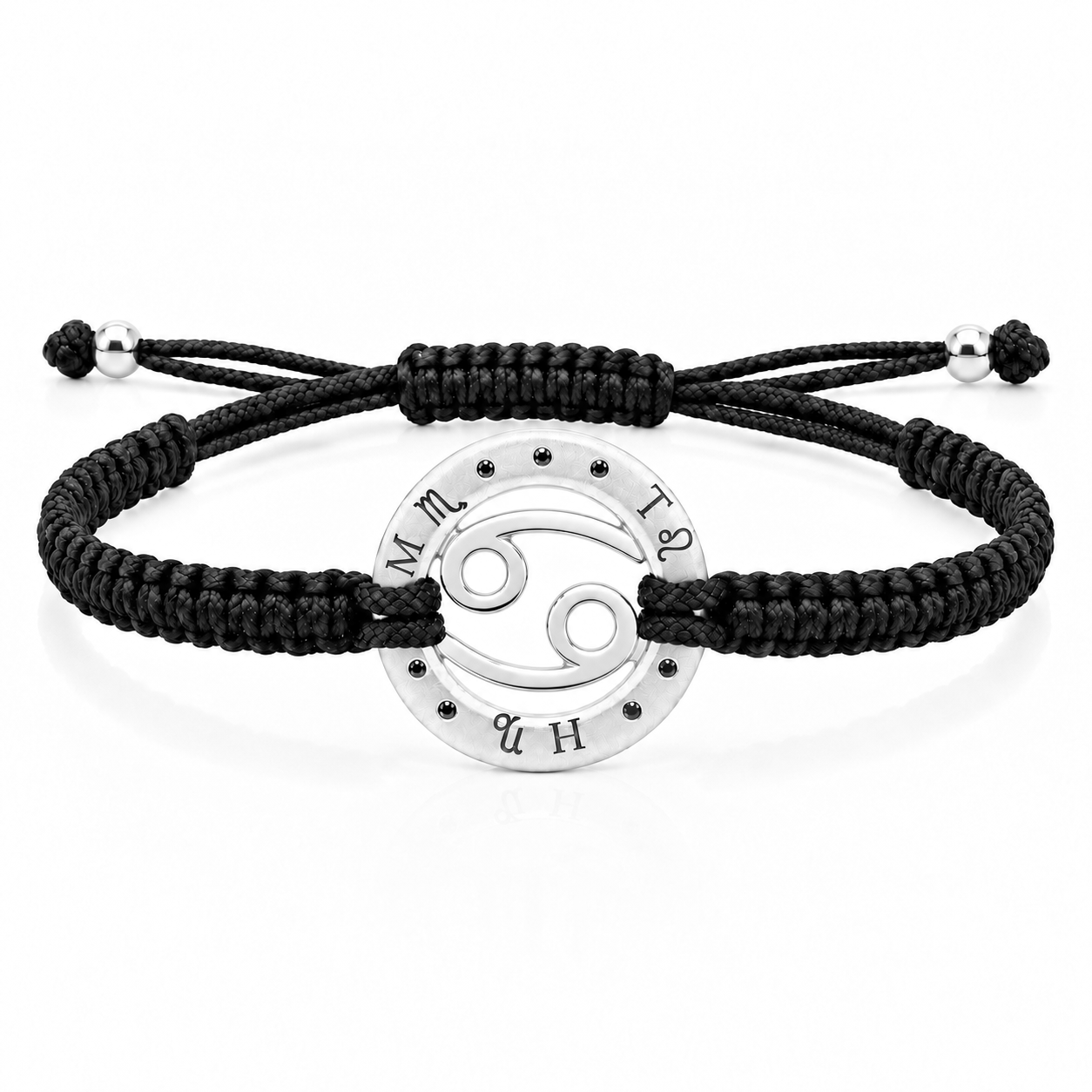 Náramek Zodiak Rak - bílé zlato, černý diamant