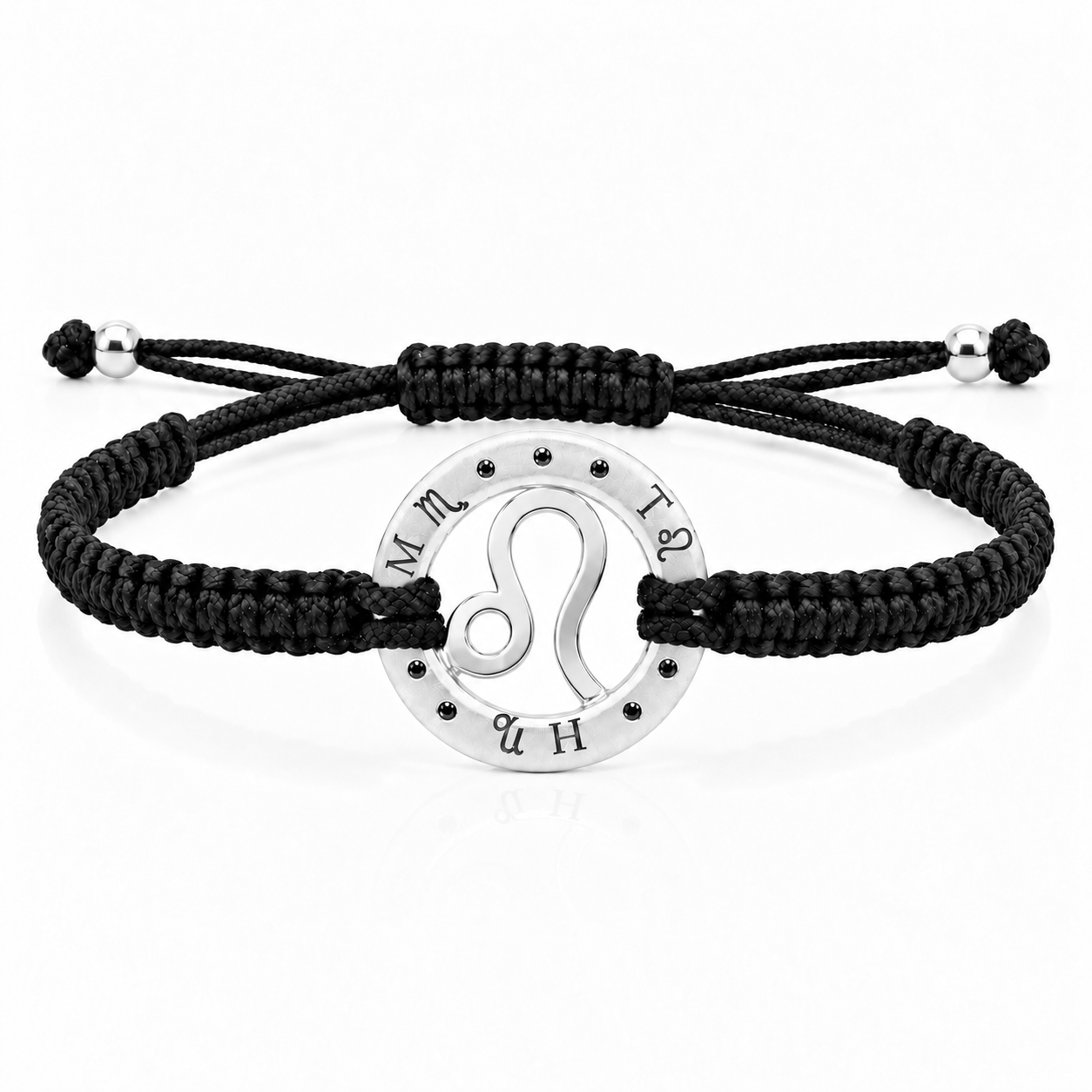 Náramek Zodiak Lev - bílé zlato, černý diamant