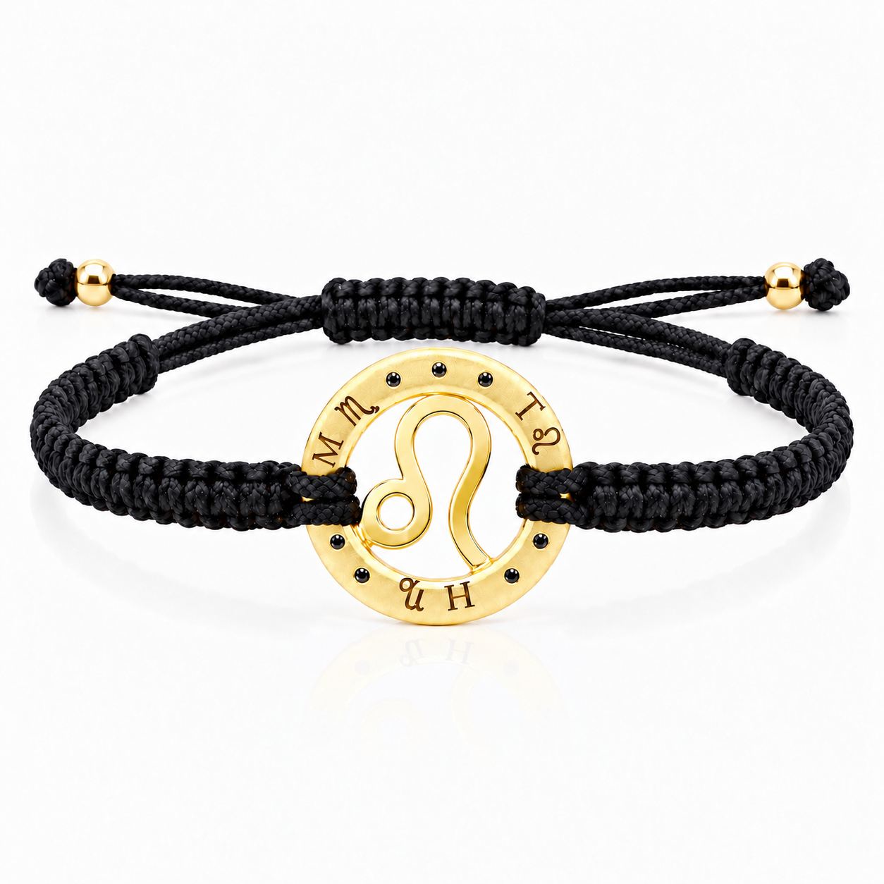 Náramek Zodiak Lev - žluté zlato, černý diamant