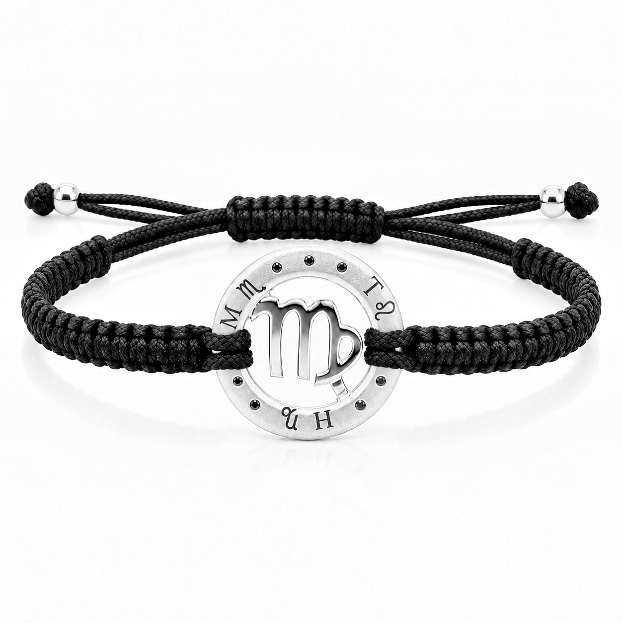 Náramek Zodiak Panna - bílé zlato, černý diamant