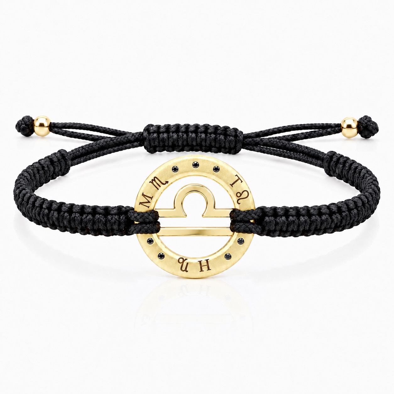 Náramek Zodiak Váhy - žluté zlato, černý diamant