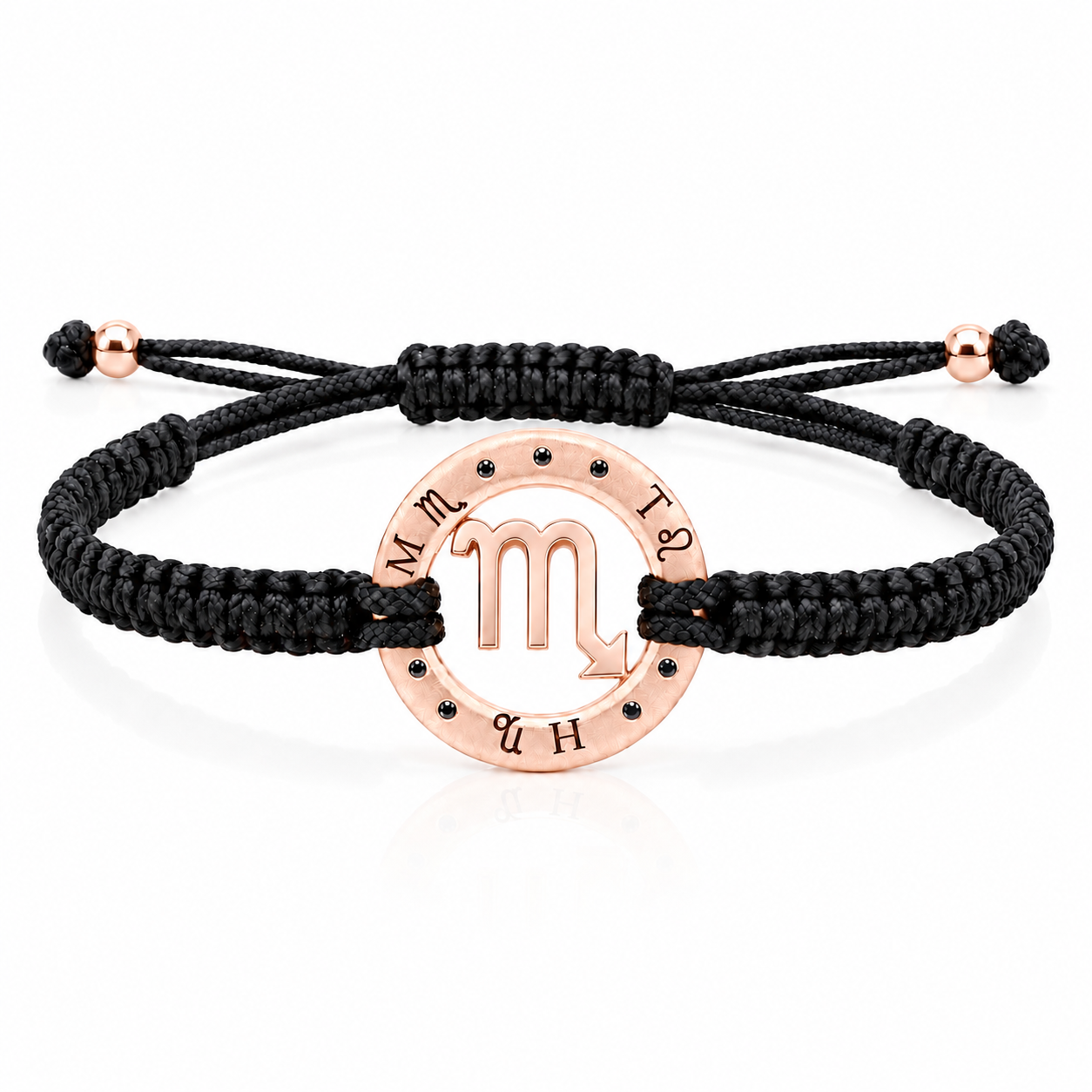 Náramek Zodiak Štír - růžové zlato, černý diamant