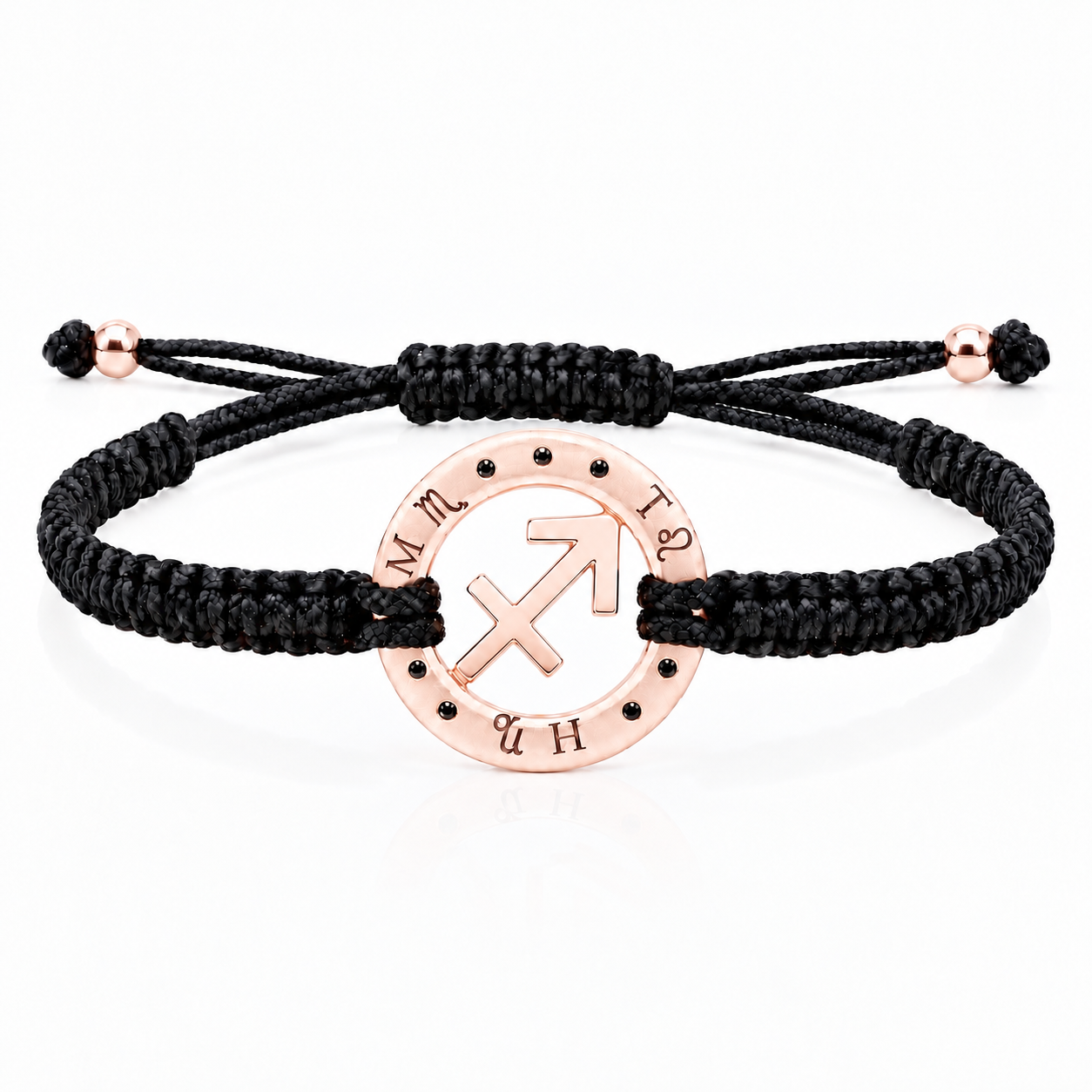 Náramek Zodiak Střelec - růžové zlato, černý diamant